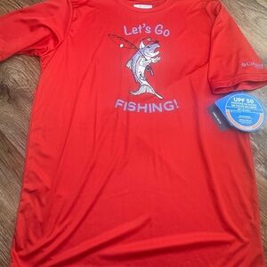 Columbia Vibrant Red Fishing Tee